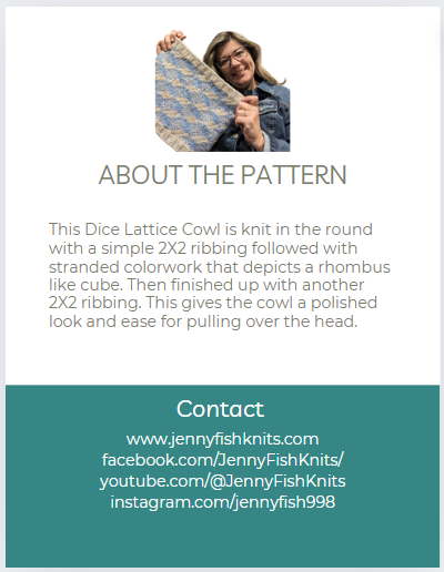 Dice Lattice Cowl Knitting Pattern Digital Download