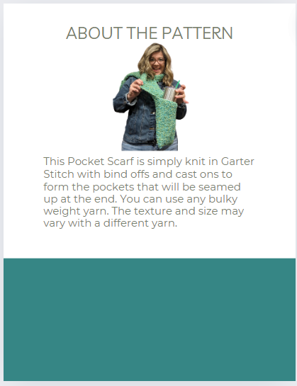 Pocket Scarf Knitting Pattern Digital Download